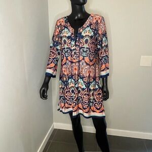 Colorful Patterned Tunic Dress